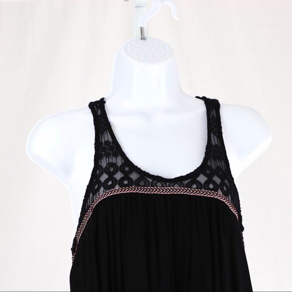 Almost Famous Boho Black Rayon Swing Dress Small - Picture 2 of 7